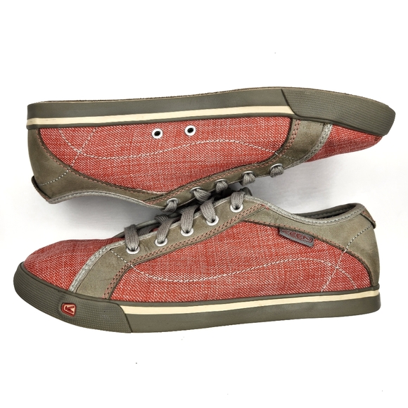 Keen Arcata Low Lace up Canvas Suede Pink Red Sneaker 5 - Picture 6 of 8